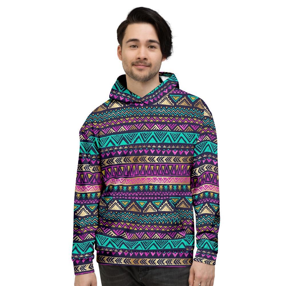 Multicolor Native Aztec Doodle Men's Hoodie-grizzshop