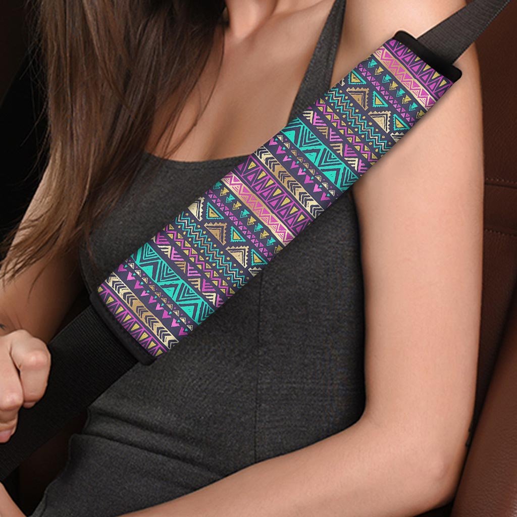 Multicolor Native Aztec Doodle Seat Belt Cover-grizzshop