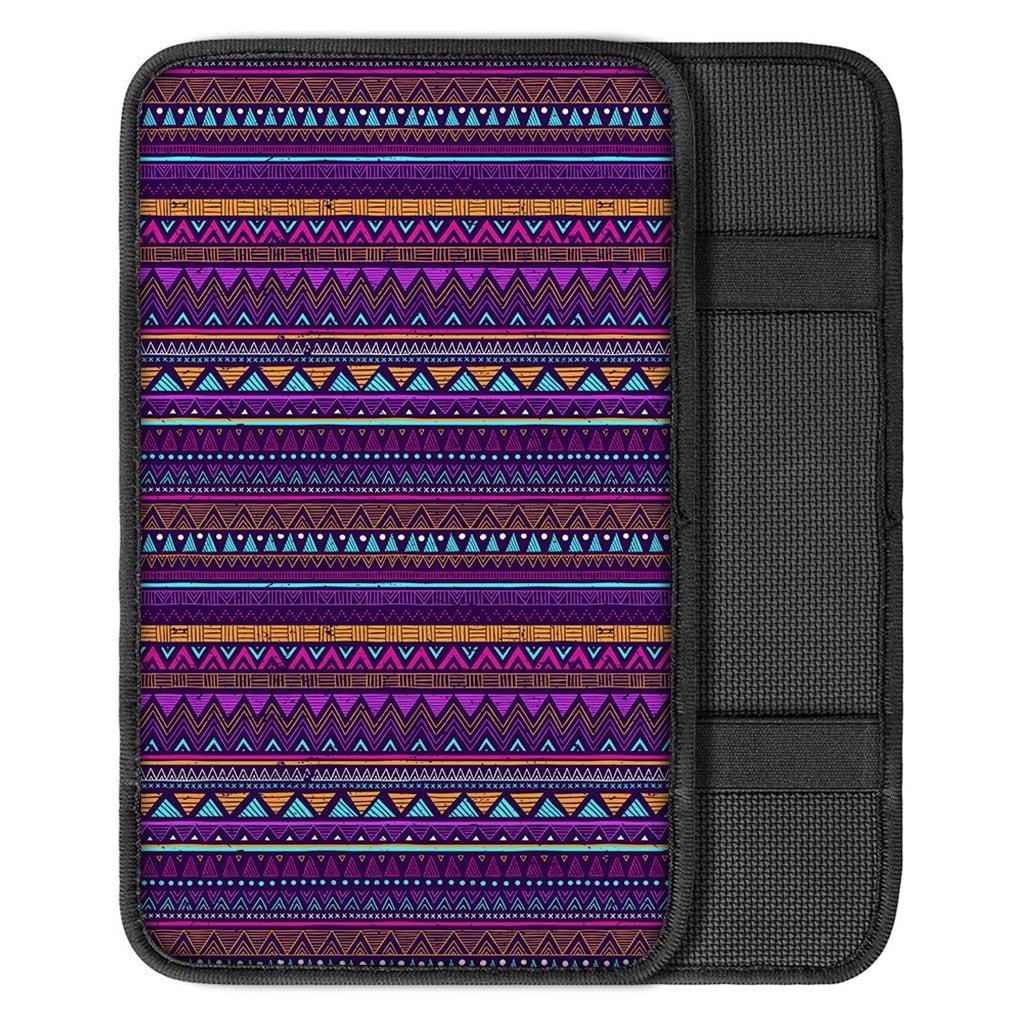 Multicolor Native Aztec Doodle Striped Car Console Cover-grizzshop