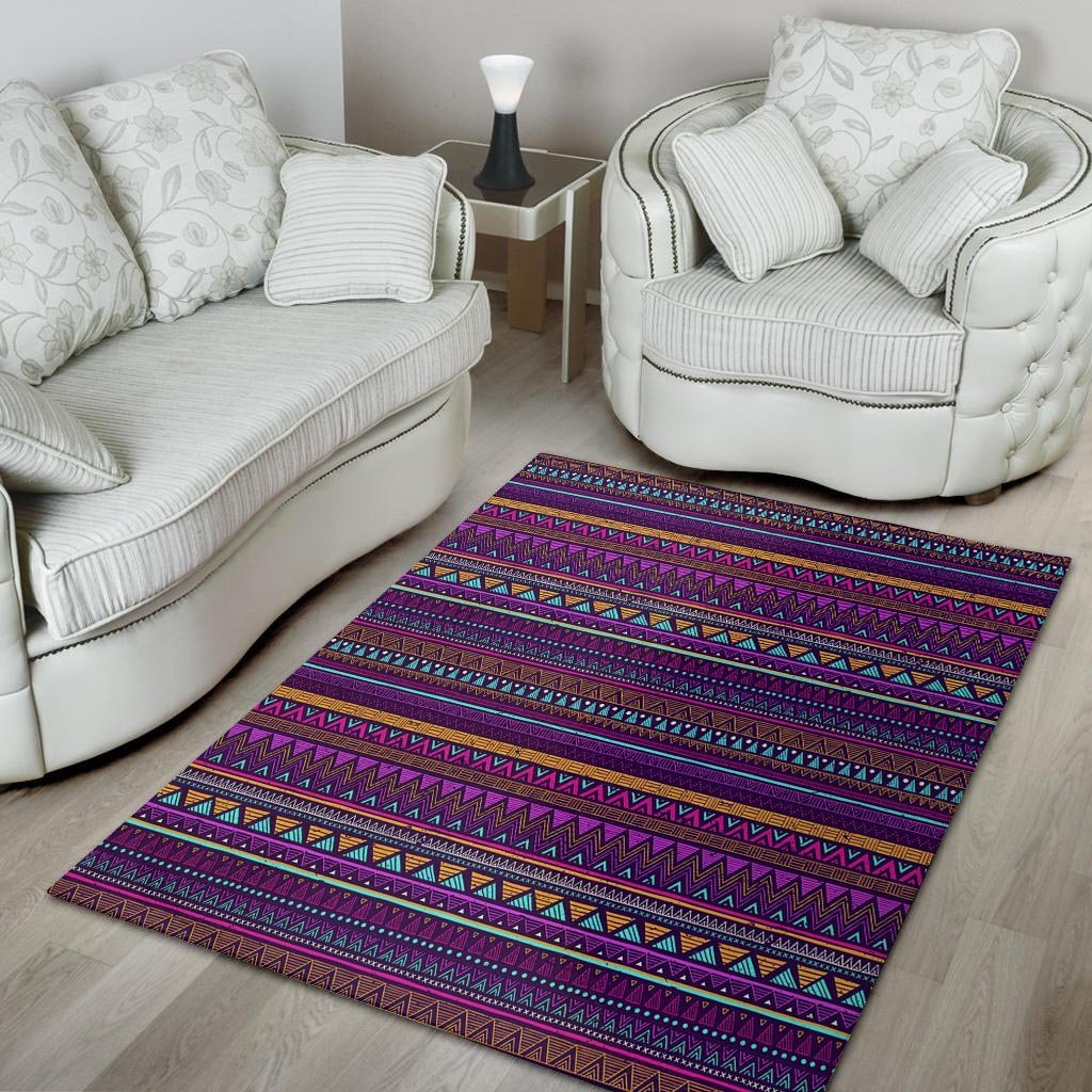 Multicolor Native Aztec Doodle Striped Floor Mat-grizzshop