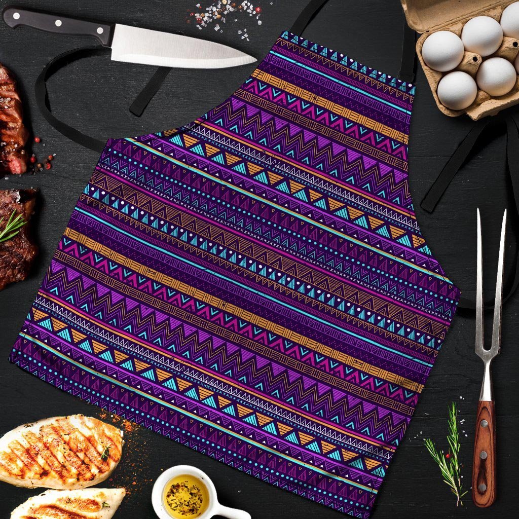 Multicolor Native Aztec Doodle Striped Men's Apron-grizzshop
