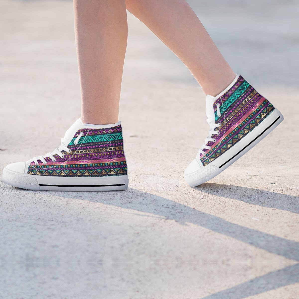 Multicolor Native Aztec Doodle Women's High Top Shoes-grizzshop