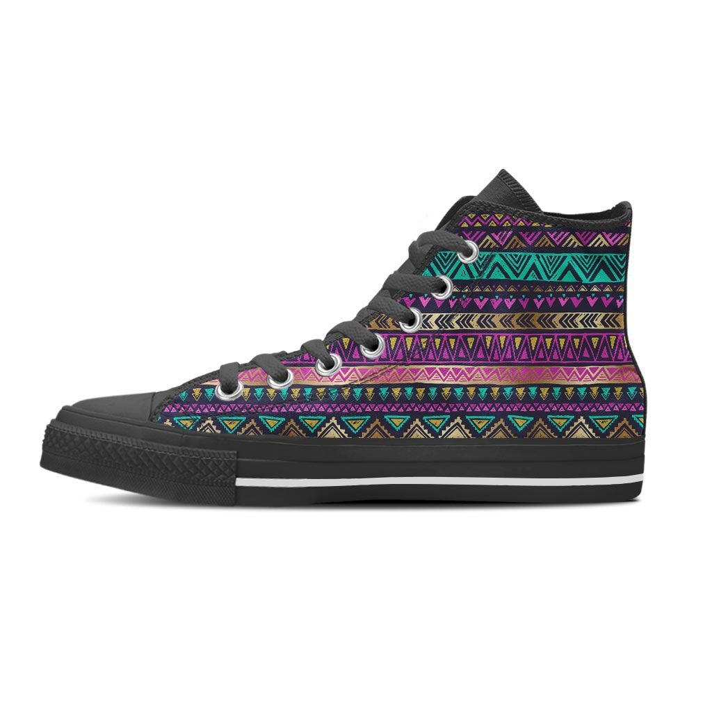 Multicolor Native Aztec Doodle Women's High Top Shoes-grizzshop