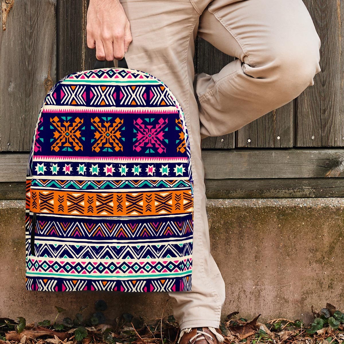 Multicolor Native Aztec Geometric Hipster Backpack-grizzshop