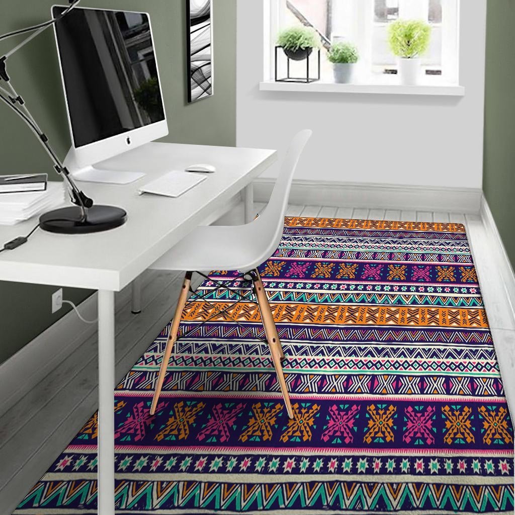 Multicolor Native Aztec Geometric Hipster Floor Mat-grizzshop