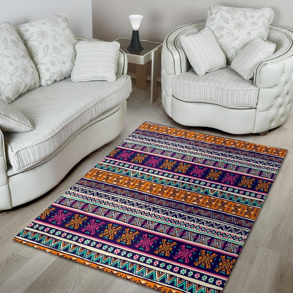 Multicolor Native Aztec Geometric Hipster Floor Mat-grizzshop