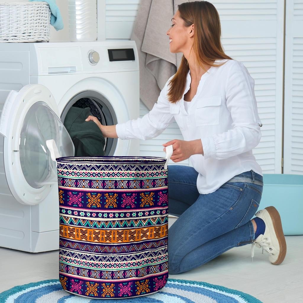 Multicolor Native Aztec Geometric Hipster Laundry Basket-grizzshop