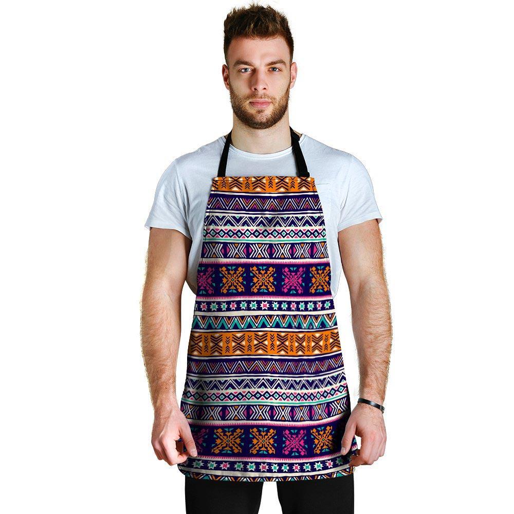 Multicolor Native Aztec Geometric Hipster Men's Apron-grizzshop