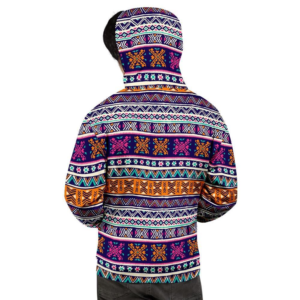 Multicolor Native Aztec Geometric Hipster Men's Hoodie-grizzshop
