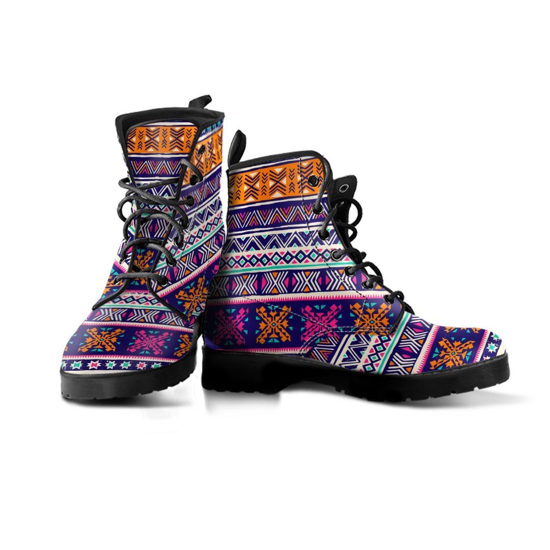 Multicolor Native Aztec Geometric Hipster Women's Boots-grizzshop