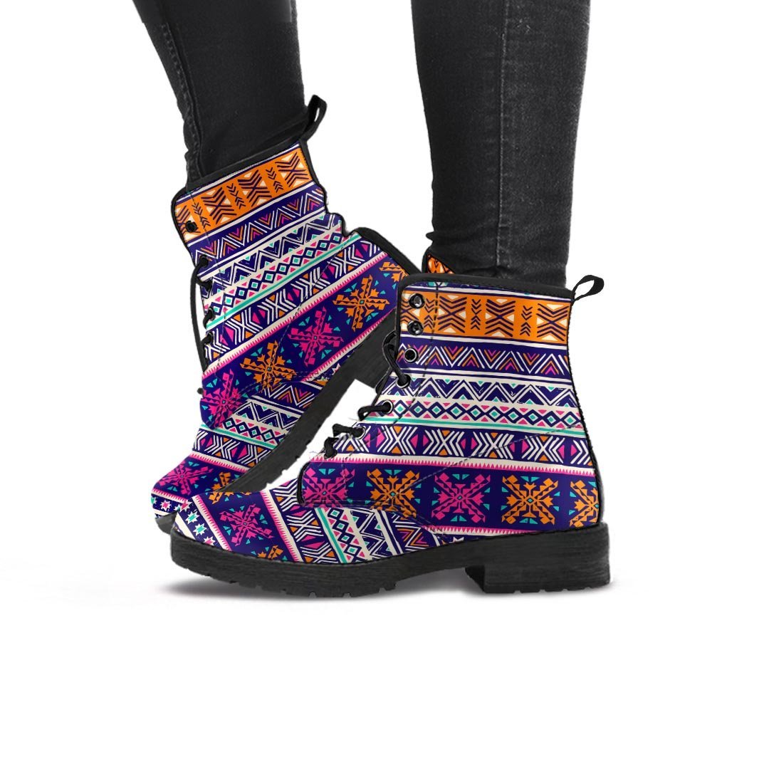 Multicolor Native Aztec Geometric Hipster Women's Boots-grizzshop