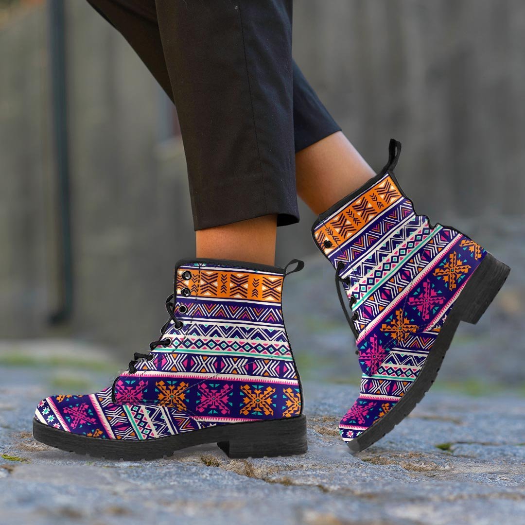 Multicolor Native Aztec Geometric Hipster Women's Boots-grizzshop