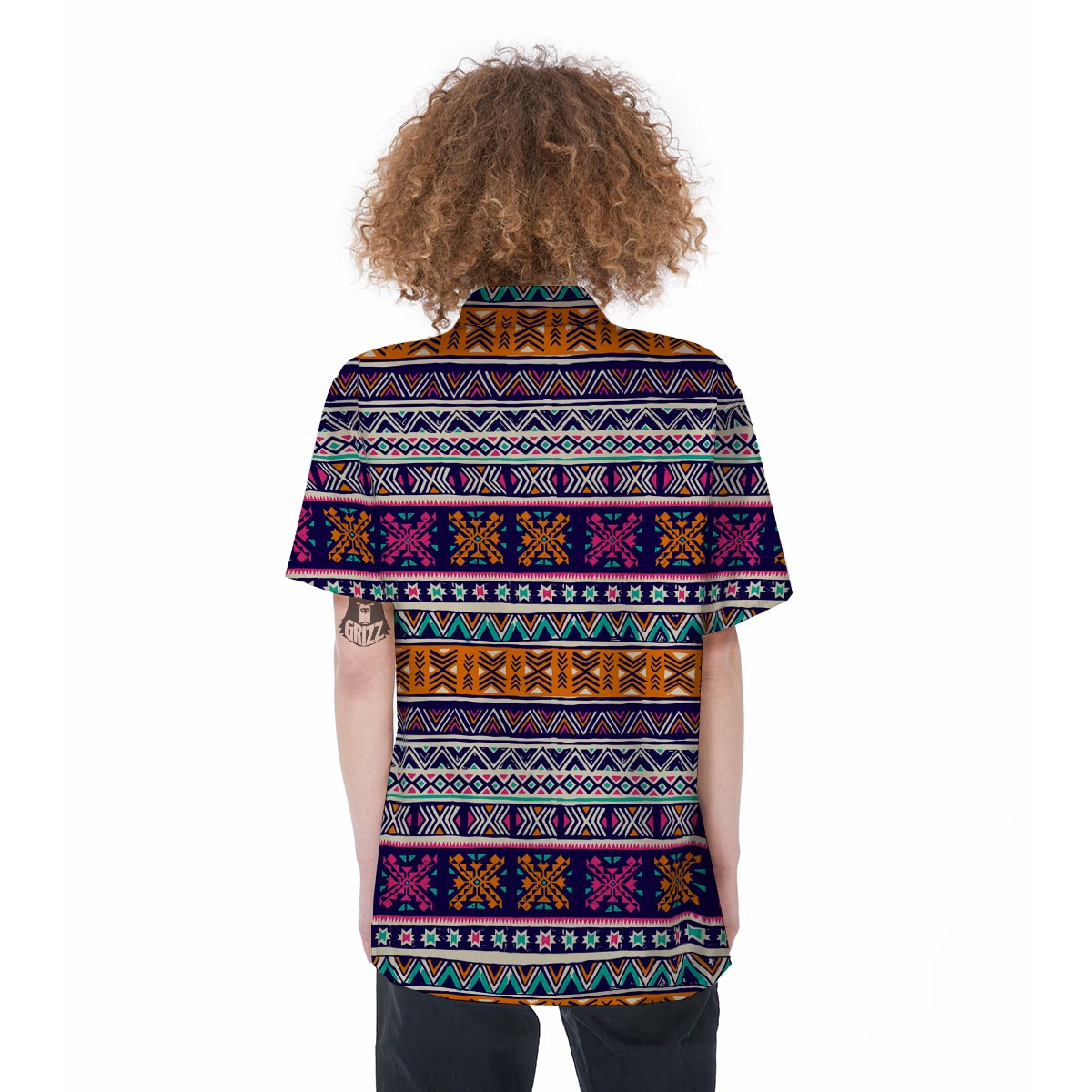 Multicolor Native Aztec Geometric Hipster Women's Short Sleeve Shirts-grizzshop