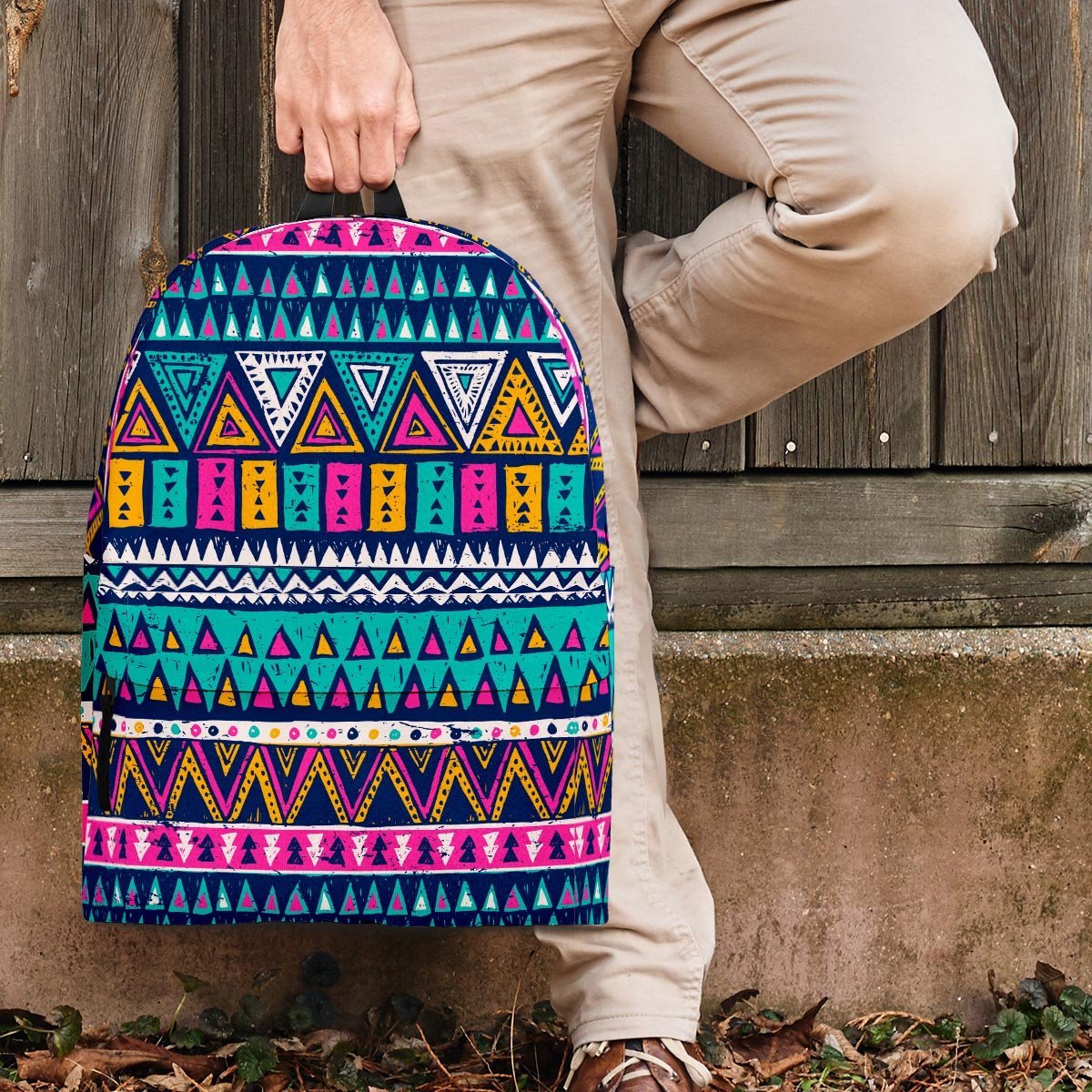 Multicolor Native Aztec Trippy Striped Backpack-grizzshop