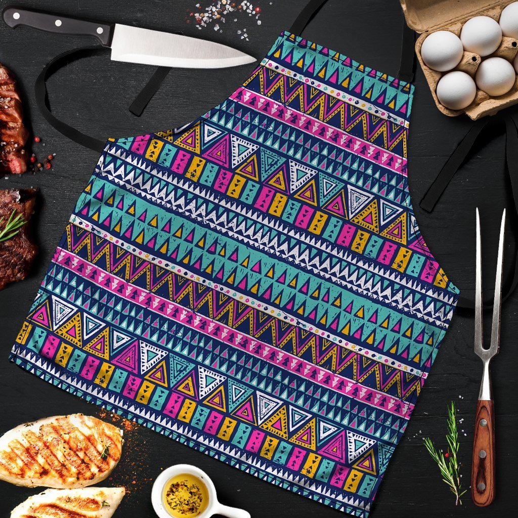 Multicolor Native Aztec Trippy Striped Men's Apron-grizzshop