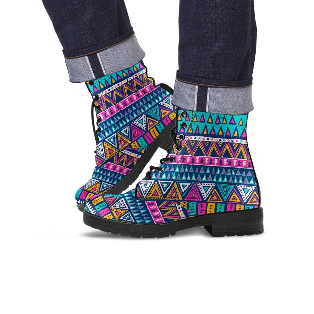 Multicolor Native Aztec Trippy Striped Men's Boots-grizzshop
