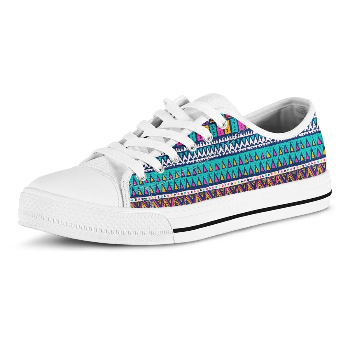 Multicolor Native Aztec Trippy Striped Men's Low Top Shoes-grizzshop