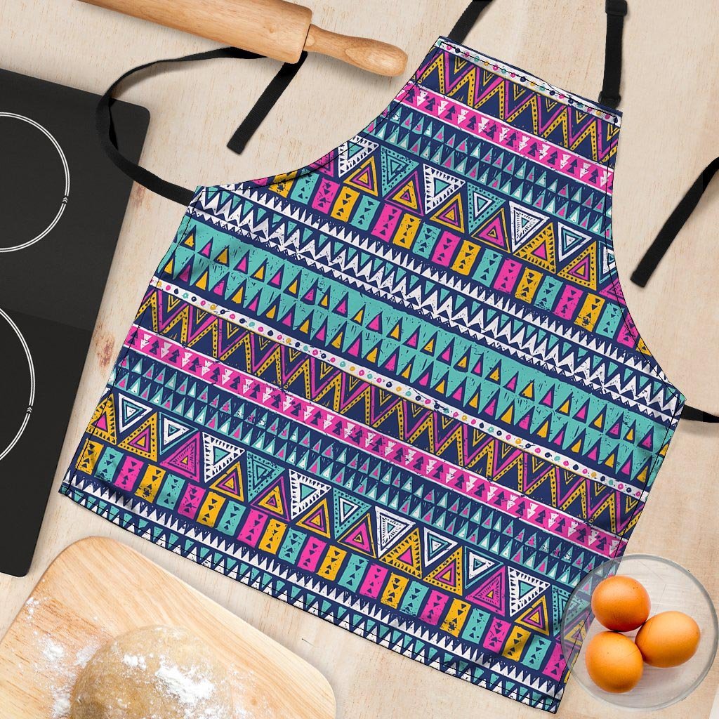 Multicolor Native Aztec Trippy Striped Women's Apron-grizzshop