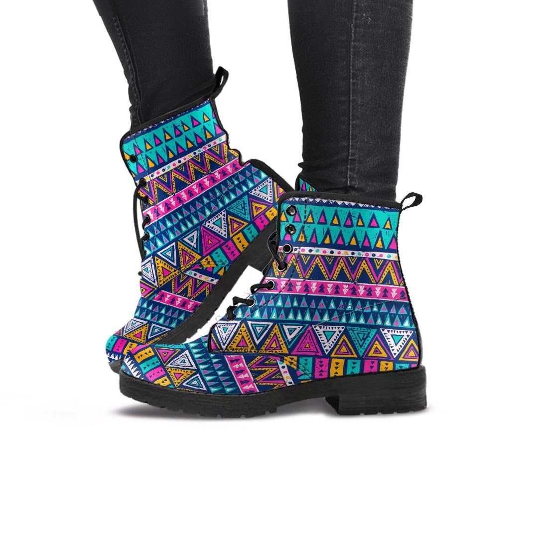 Multicolor Native Aztec Trippy Striped Women's Boots-grizzshop