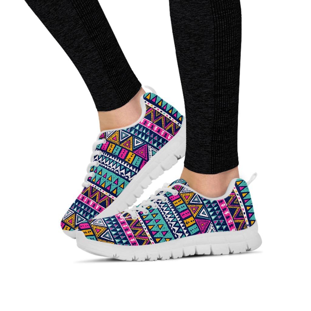 Multicolor Native Aztec Trippy Striped Women's Sneakers-grizzshop