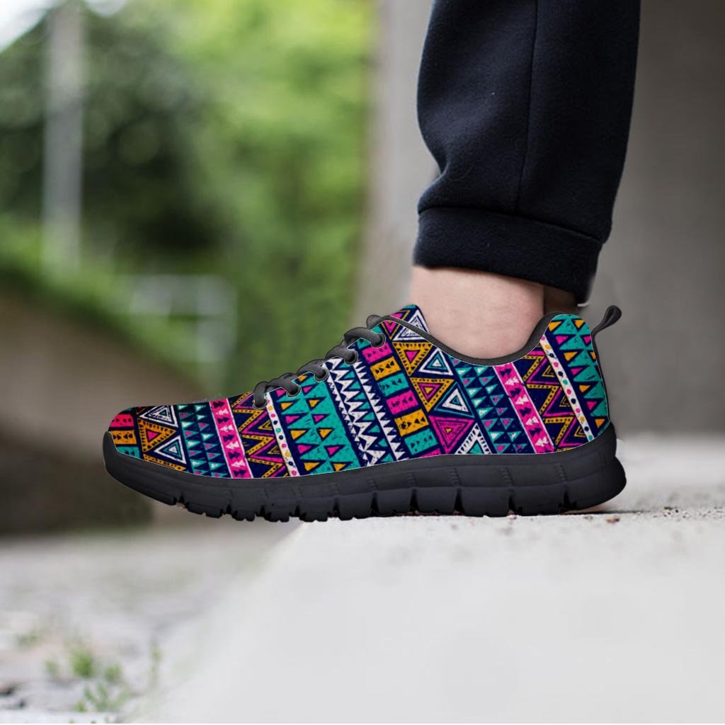 Multicolor Native Aztec Trippy Striped Women's Sneakers-grizzshop