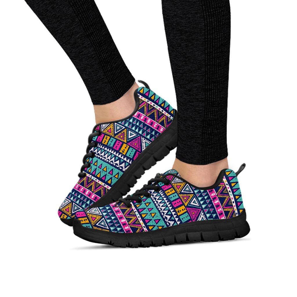 Multicolor Native Aztec Trippy Striped Women's Sneakers-grizzshop