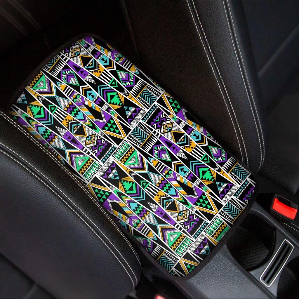 Multicolor Native Aztec Vintage Trippy Car Console Cover-grizzshop