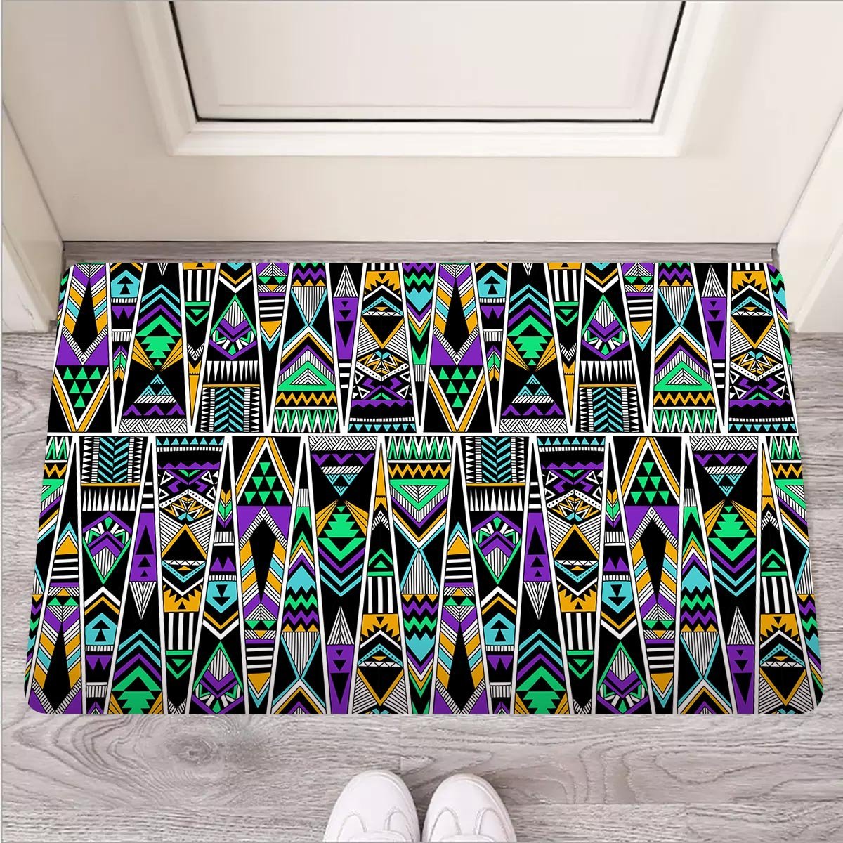 Multicolor Native Aztec Vintage Trippy Door Mat-grizzshop
