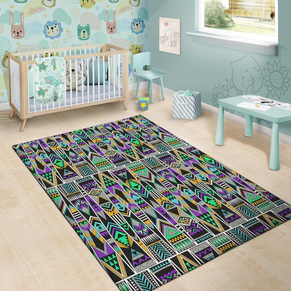 Multicolor Native Aztec Vintage Trippy Floor Mat-grizzshop