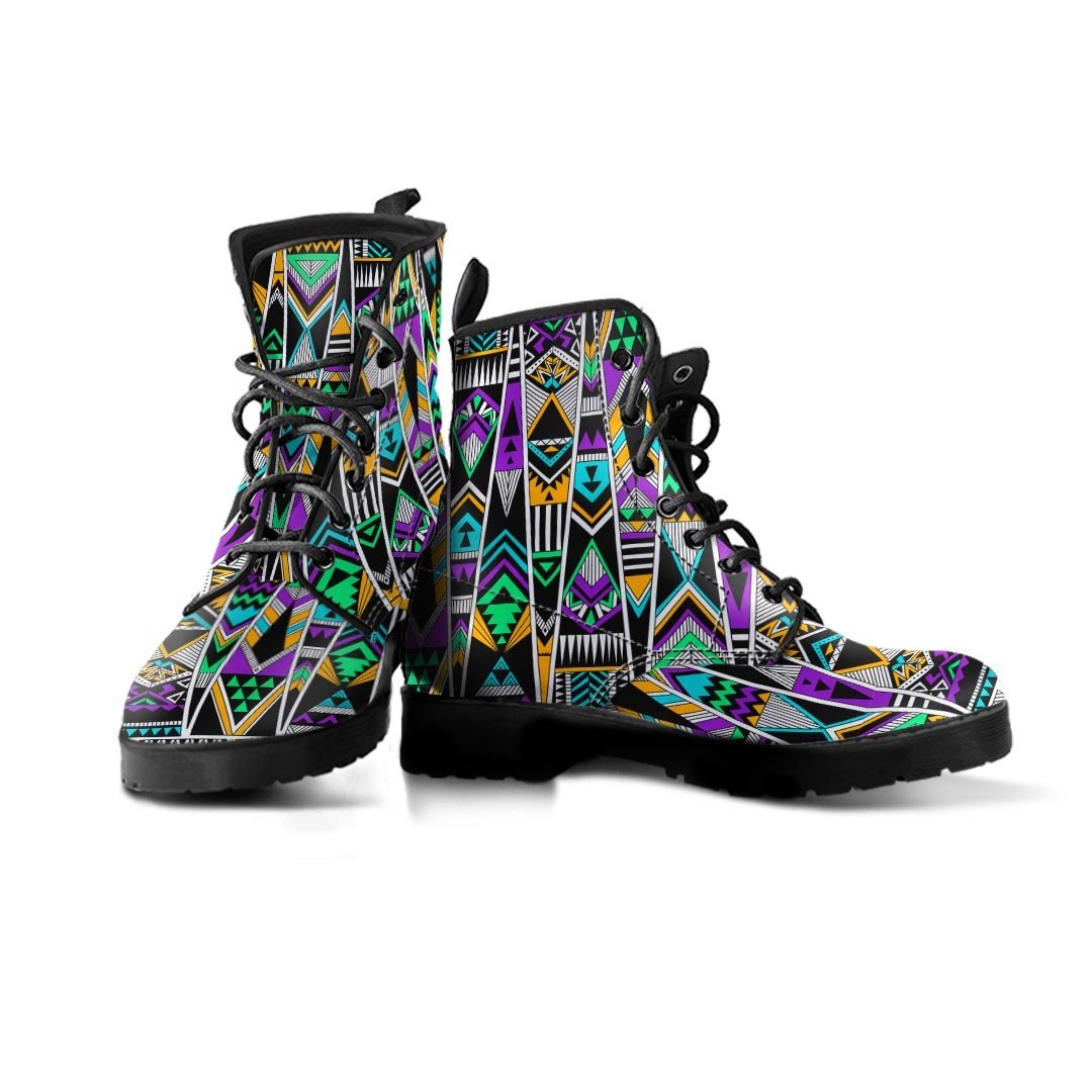 Multicolor Native Aztec Vintage Trippy Men's Boots-grizzshop