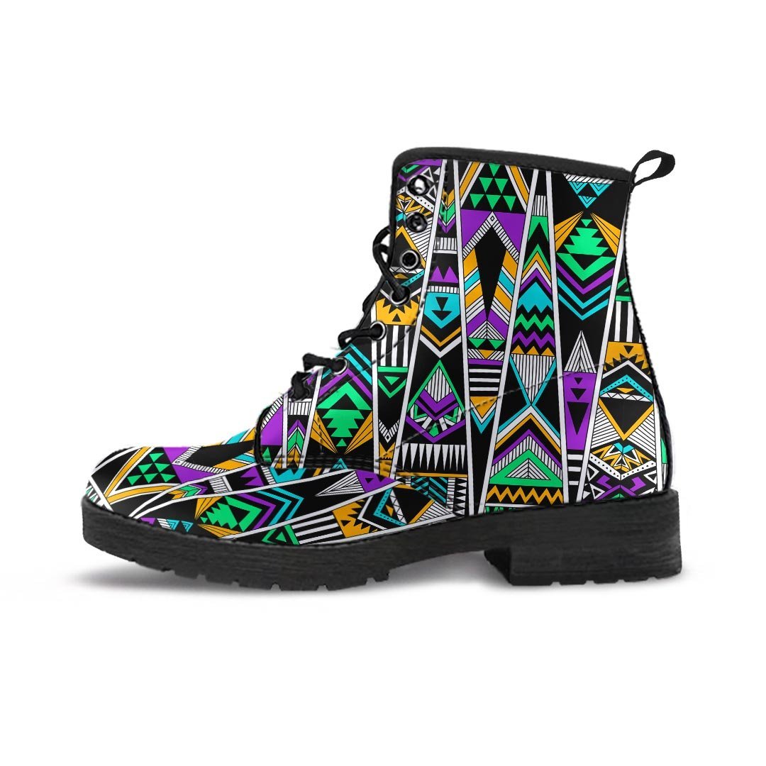 Multicolor Native Aztec Vintage Trippy Men's Boots-grizzshop