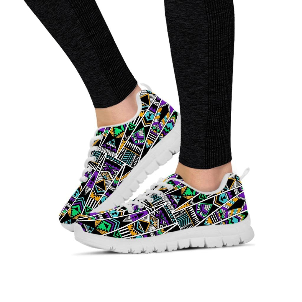 Multicolor Native Aztec Vintage Trippy Women's Sneakers-grizzshop