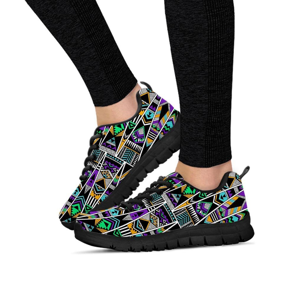 Multicolor Native Aztec Vintage Trippy Women's Sneakers-grizzshop