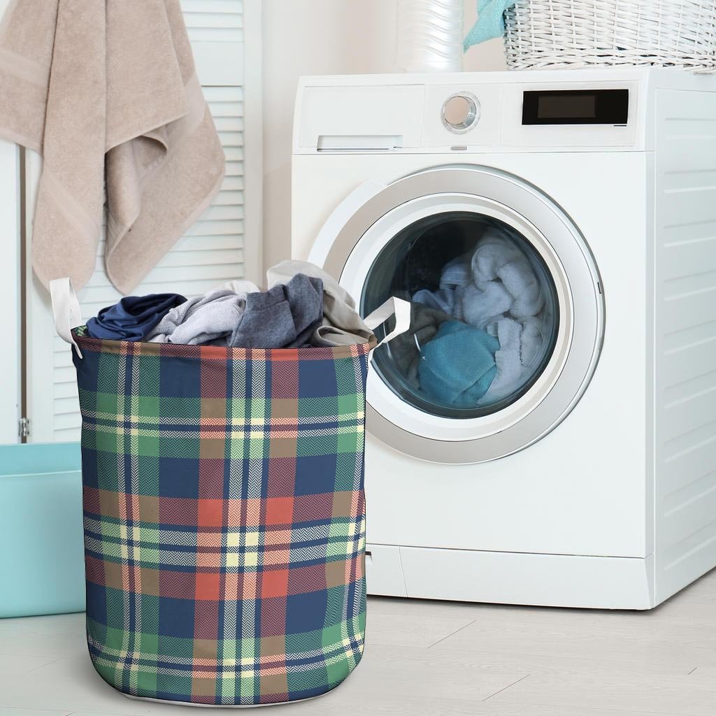 Multicolor Plaid Tartan Laundry Basket-grizzshop
