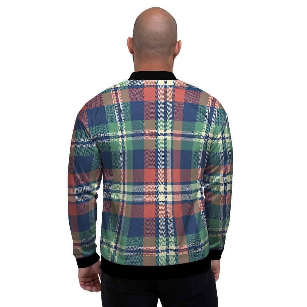 Multicolor Plaid Tartan Men's Bomber Jacket-grizzshop