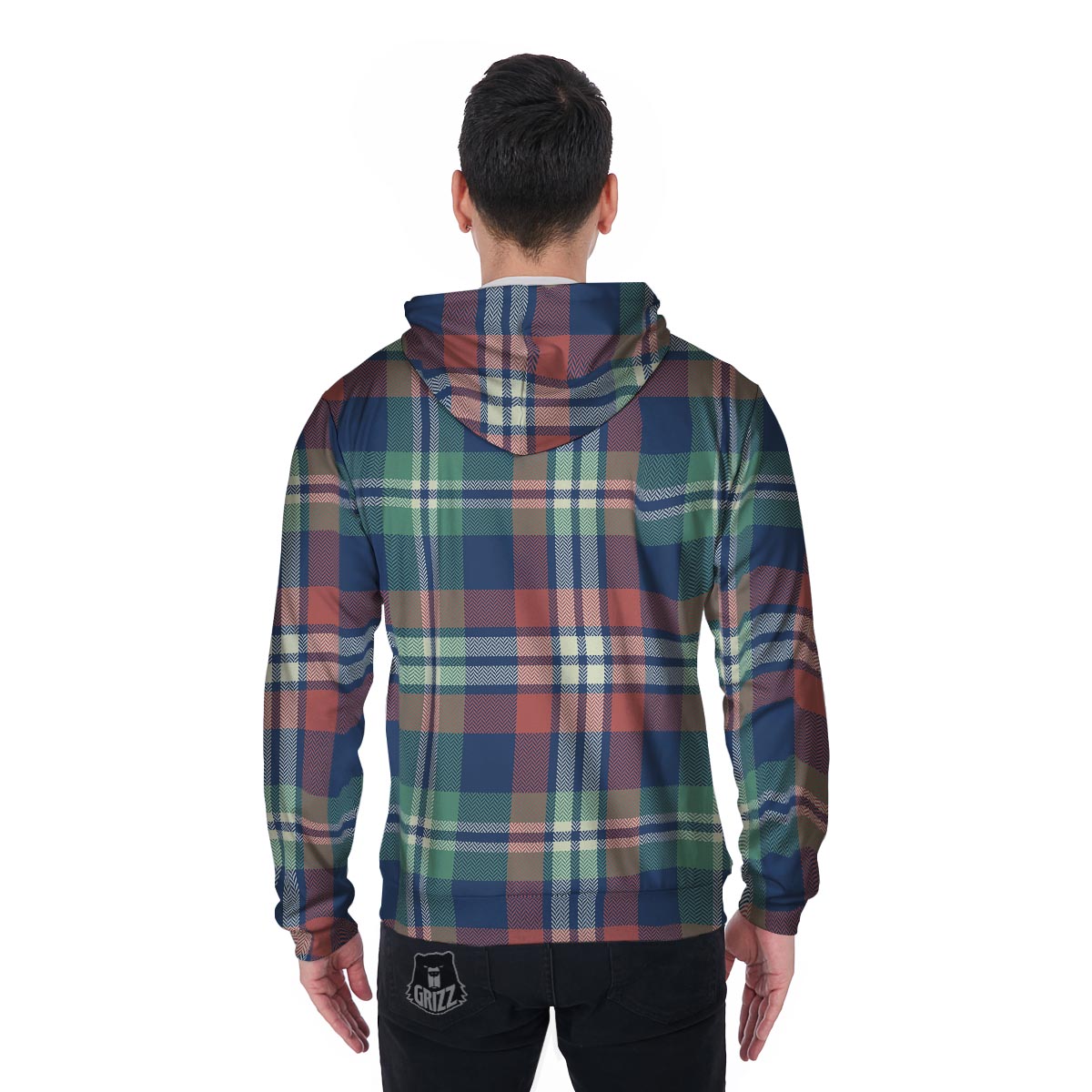 Multicolor Plaid Tartan Men's Zip Up Hoodie-grizzshop