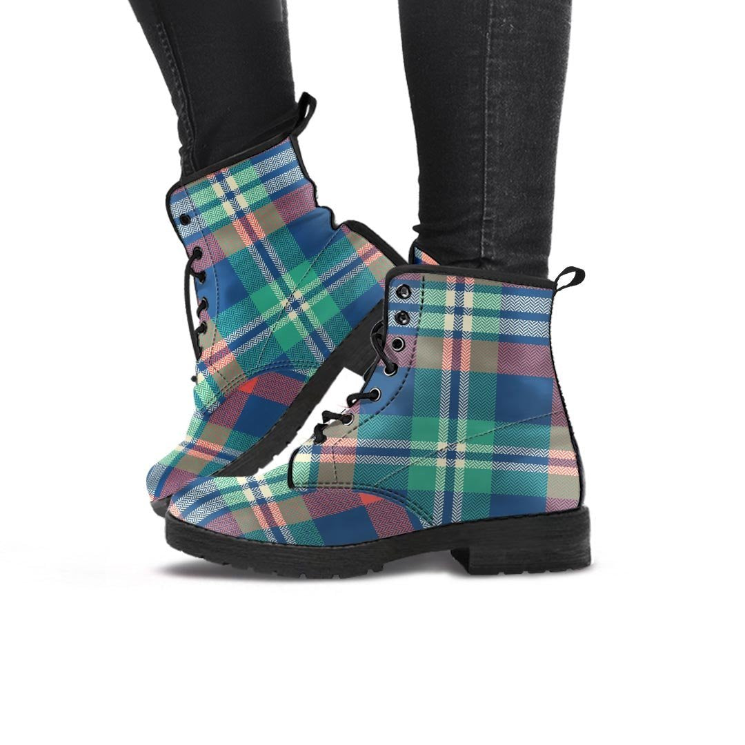 Multicolor Plaid Tartan Women's Boots-grizzshop