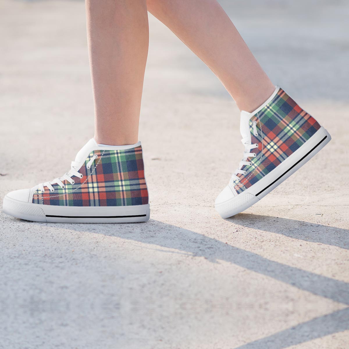 Multicolor Plaid Tartan Women's High Top Shoes-grizzshop