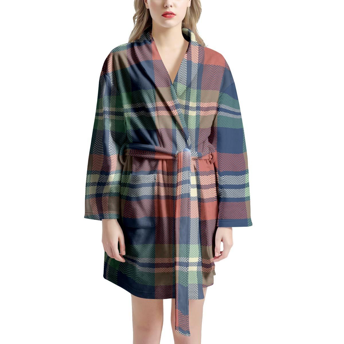 Multicolor Plaid Tartan Women's Robe-grizzshop