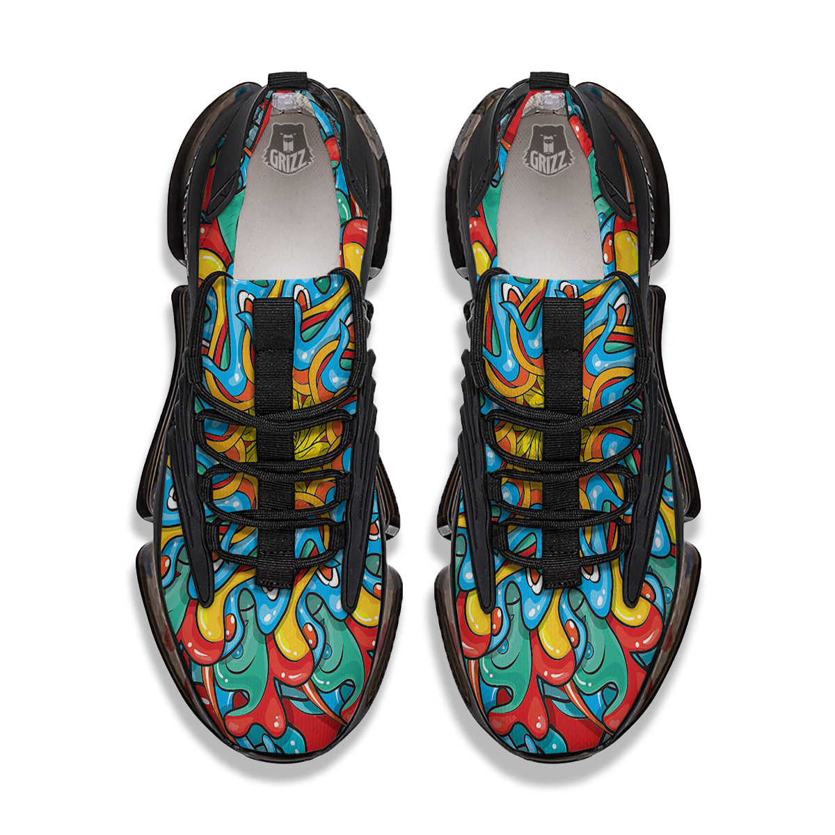 Multicolor Psychedelic Hippie Print Black Gym Shoes-grizzshop
