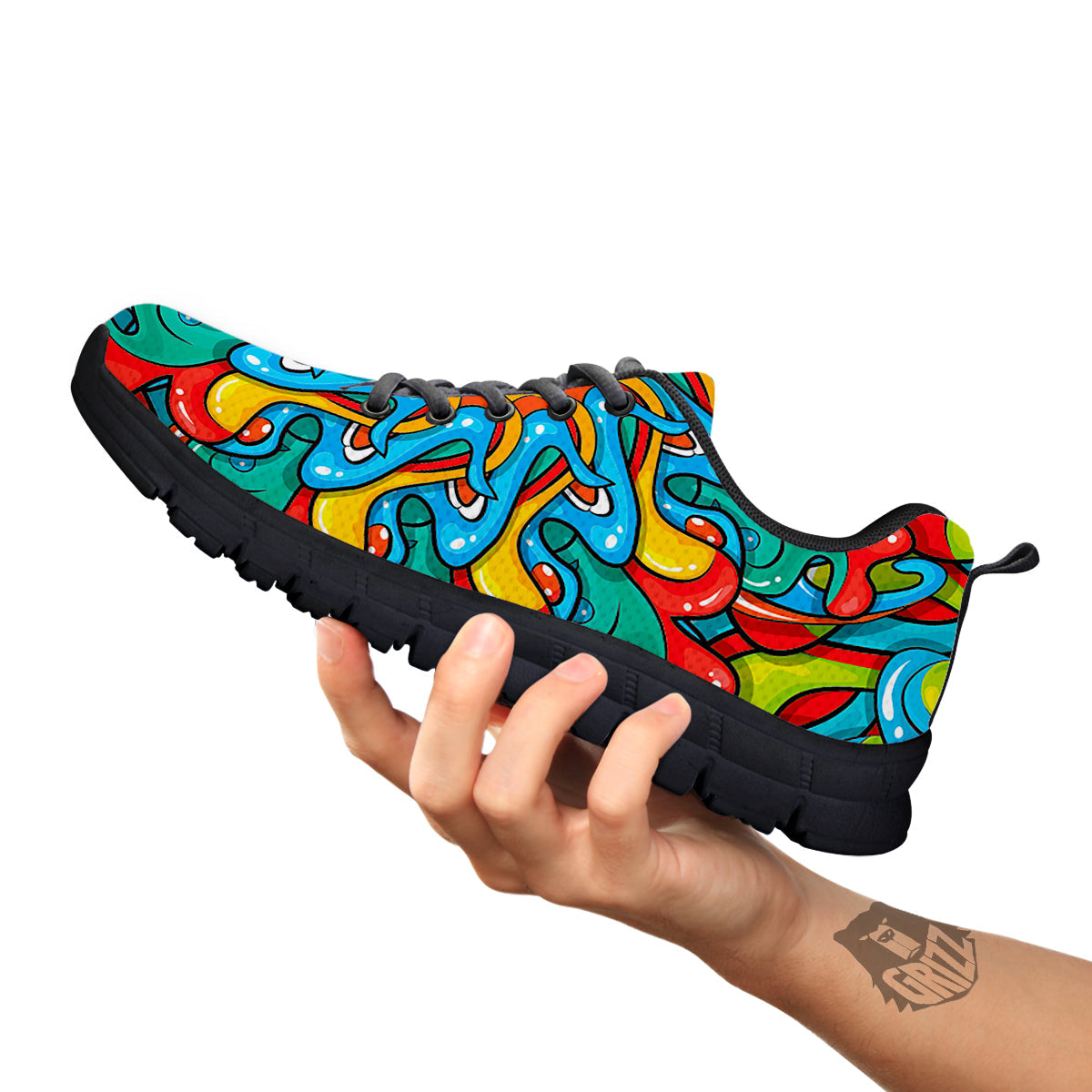 Multicolor Psychedelic Hippie Print Black Sneaker-grizzshop