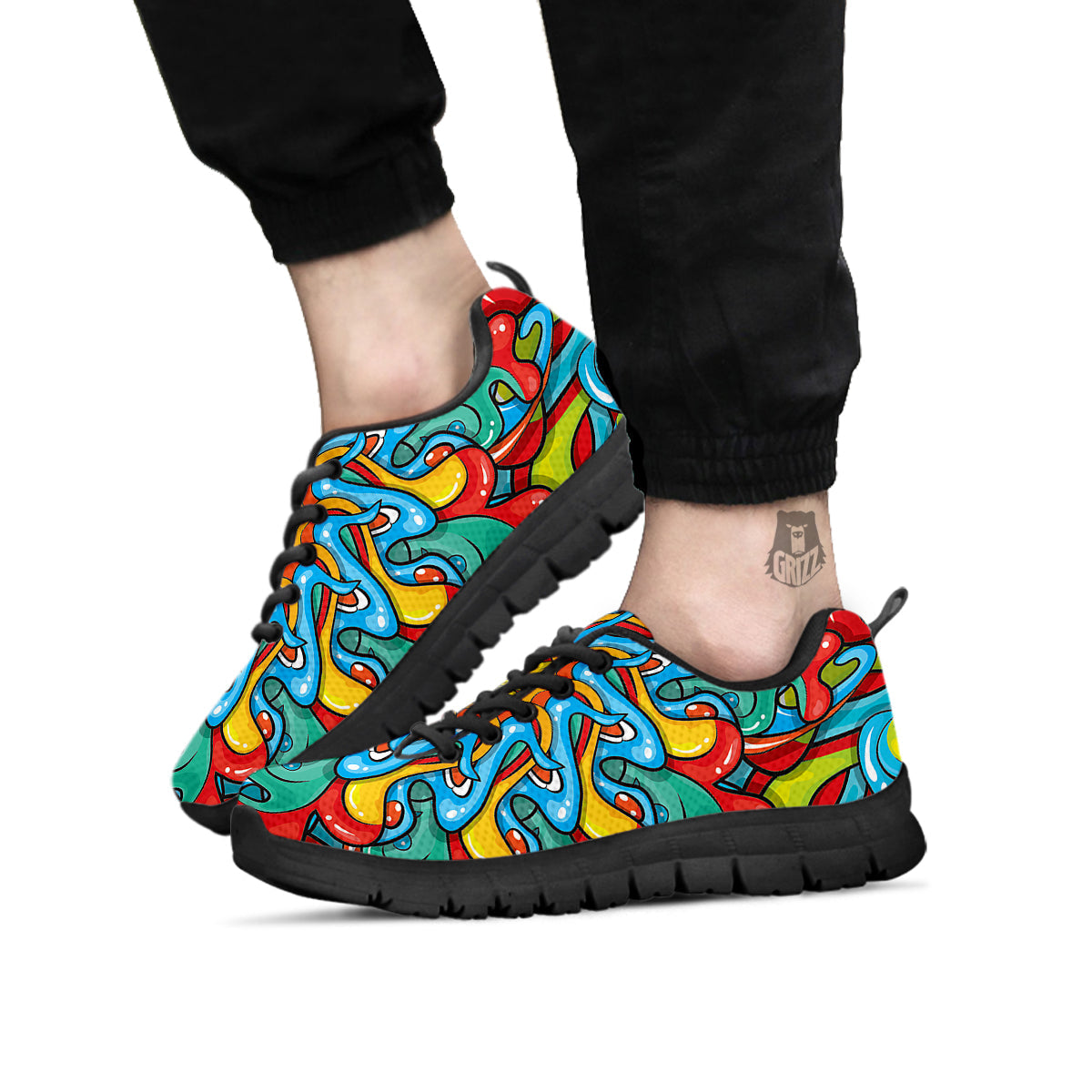 Multicolor Psychedelic Hippie Print Black Sneaker-grizzshop