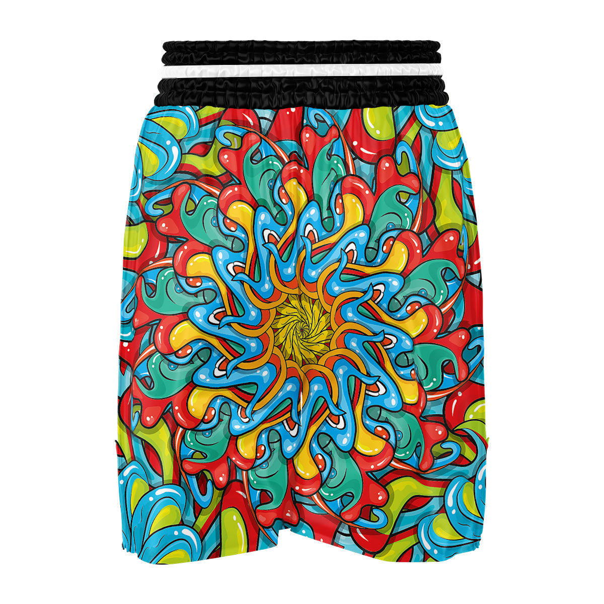 Multicolor Psychedelic Hippie Print Boxing Shorts-grizzshop