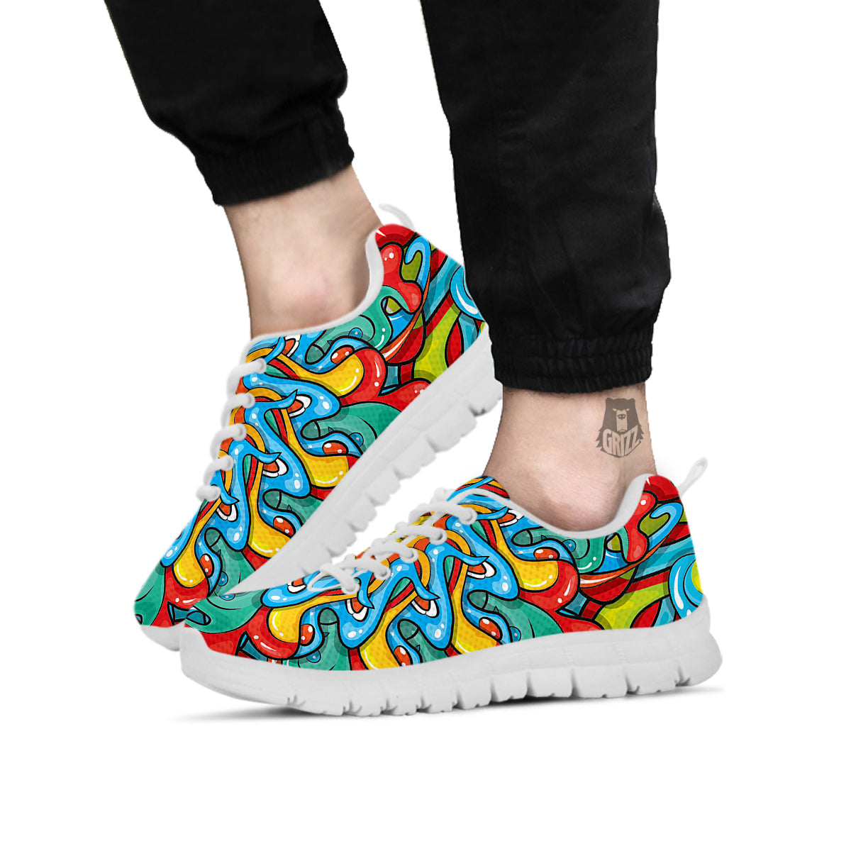 Multicolor Psychedelic Hippie Print White Sneaker-grizzshop