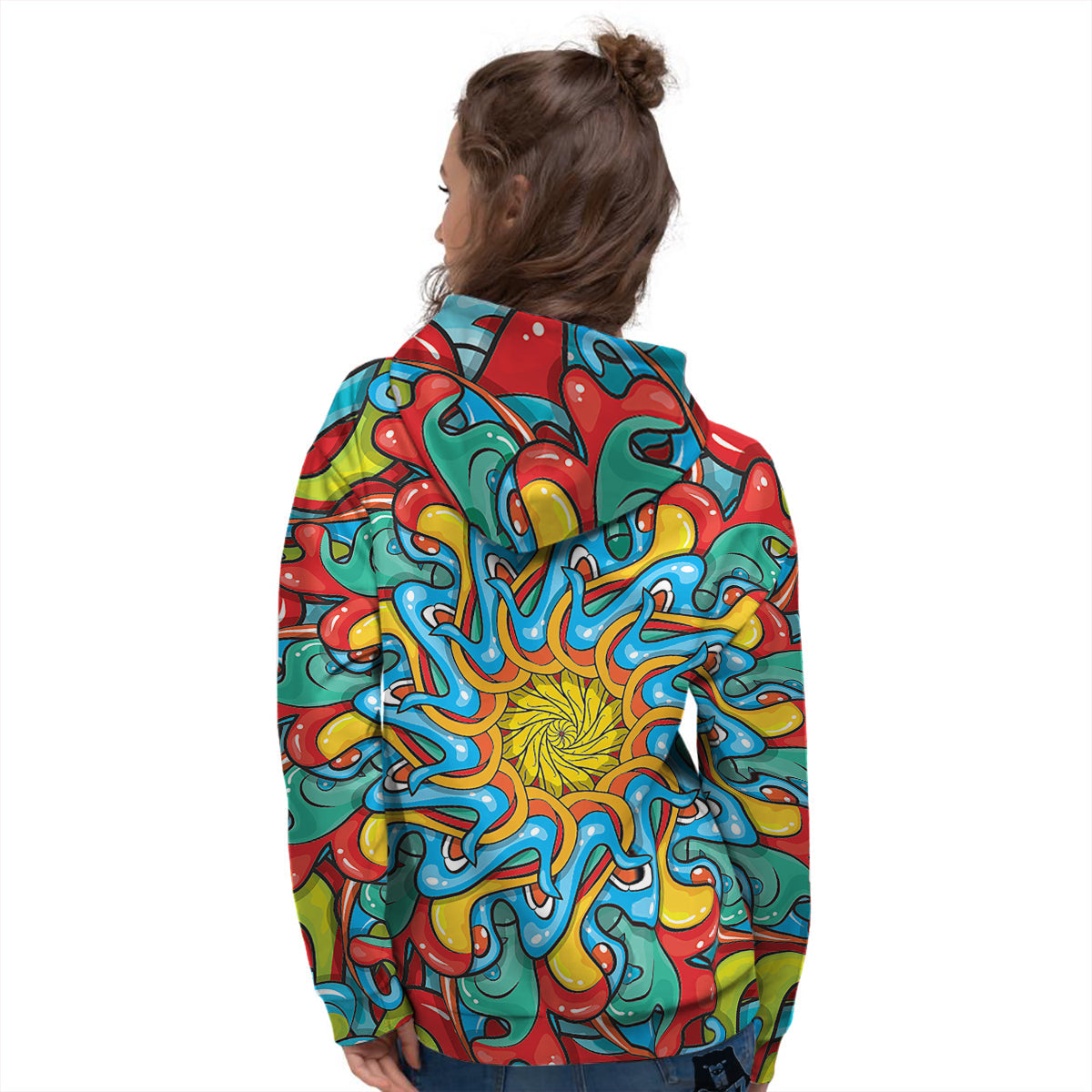 Multicolor Psychedelic Hippie Print Women's Hoodie-grizzshop