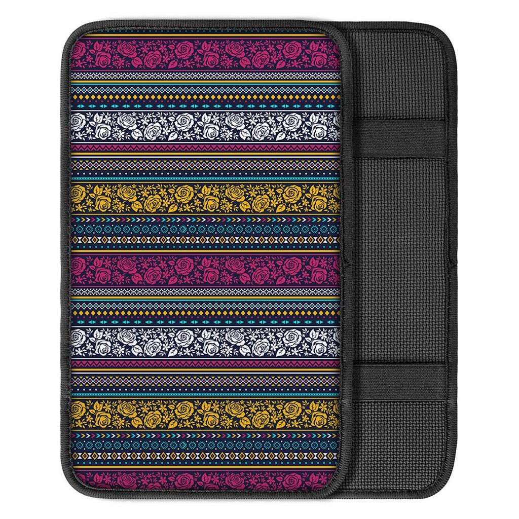 Multicolor Rose Floral Abstract Tribal Aztec Car Console Cover-grizzshop