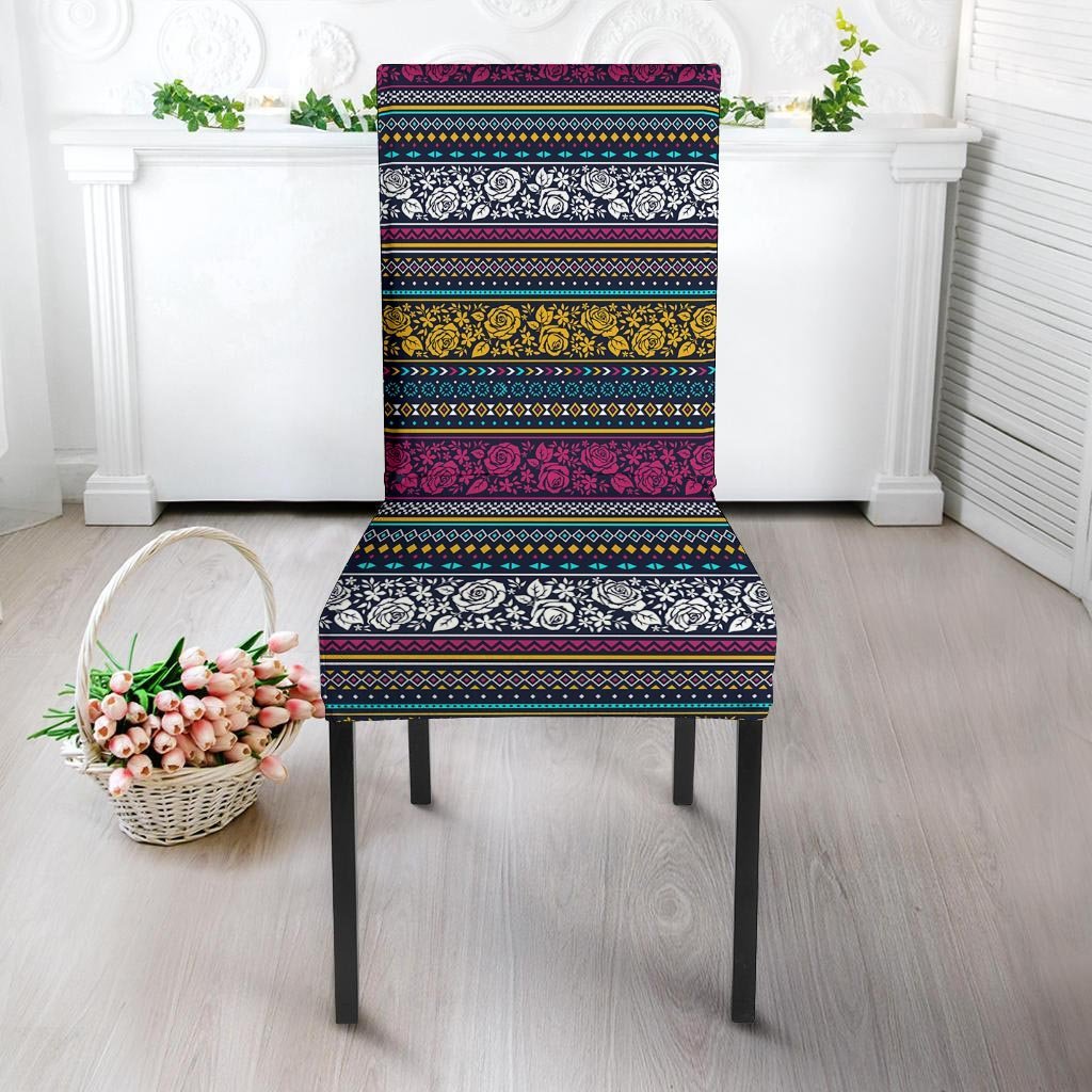 Multicolor Rose Floral Abstract Tribal Aztec Chair Cover-grizzshop