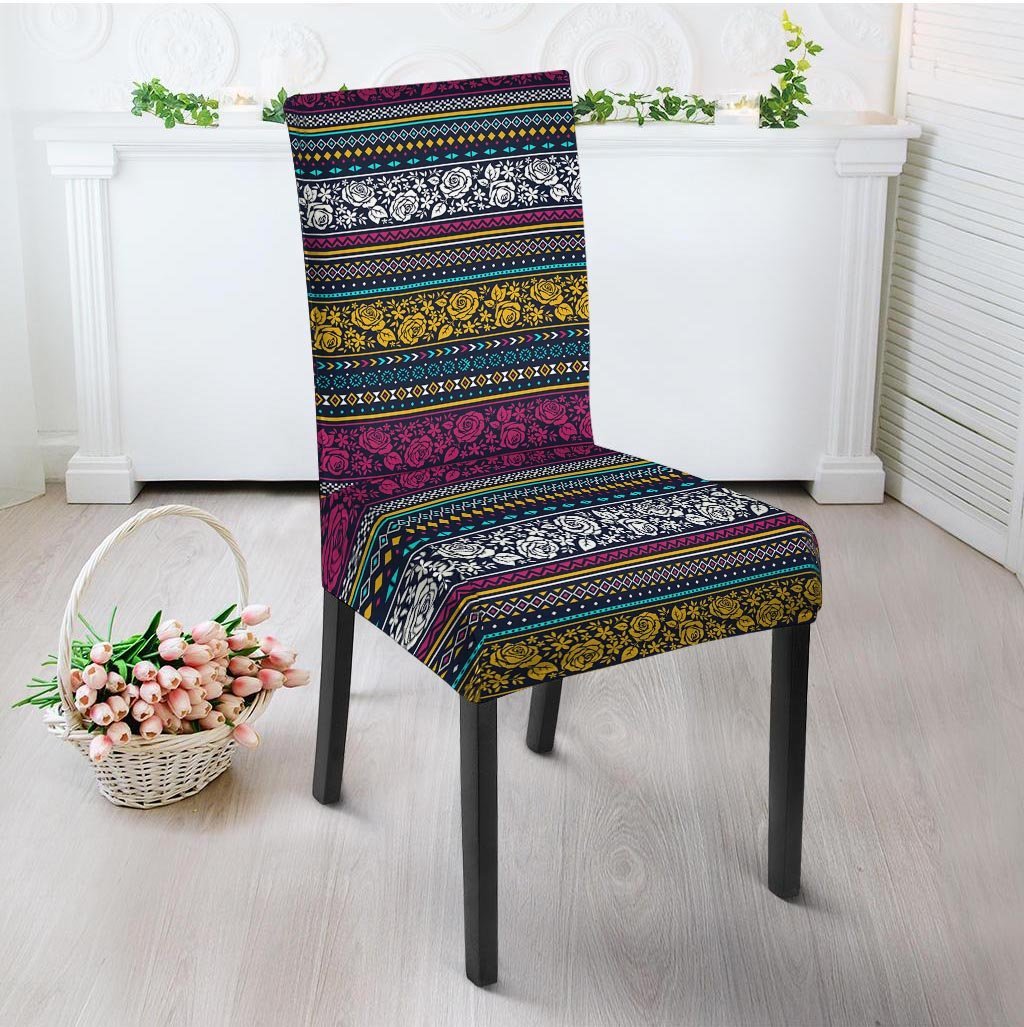 Multicolor Rose Floral Abstract Tribal Aztec Chair Cover-grizzshop