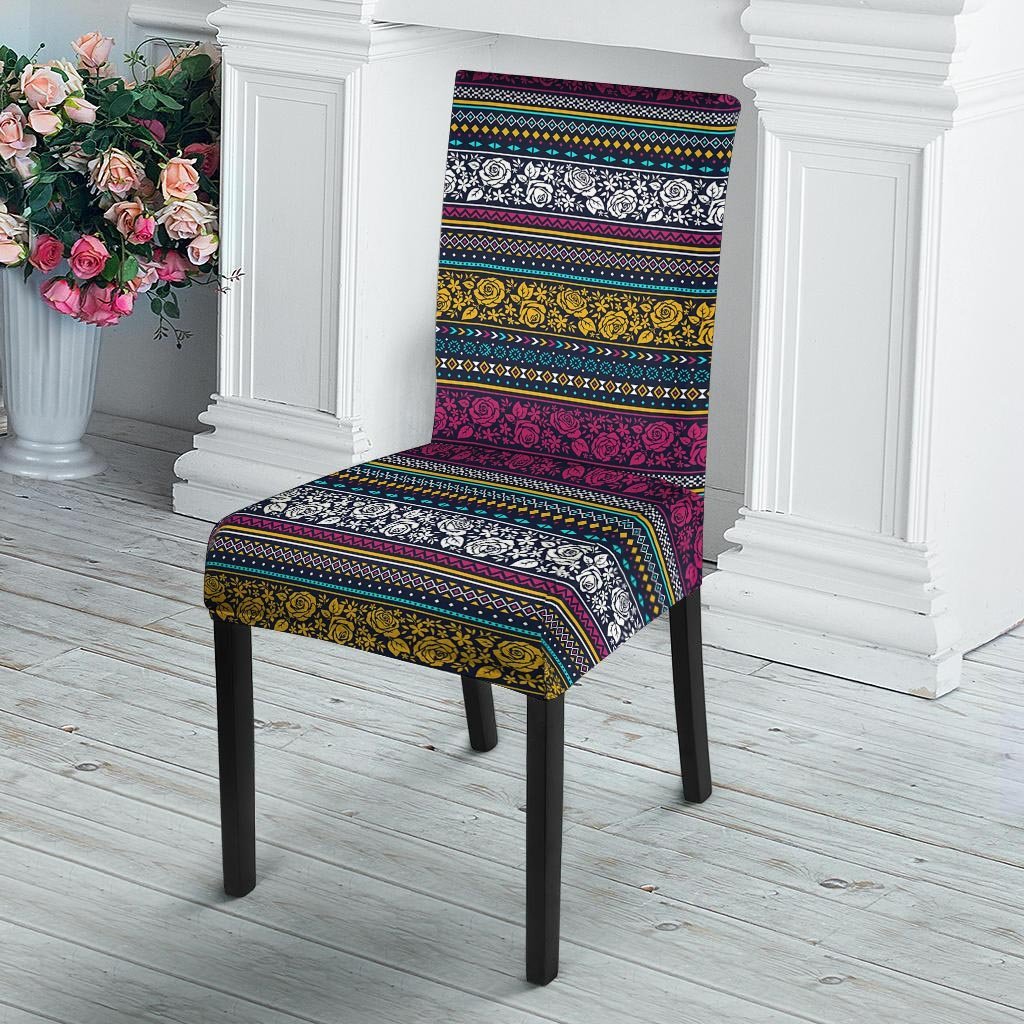 Multicolor Rose Floral Abstract Tribal Aztec Chair Cover-grizzshop