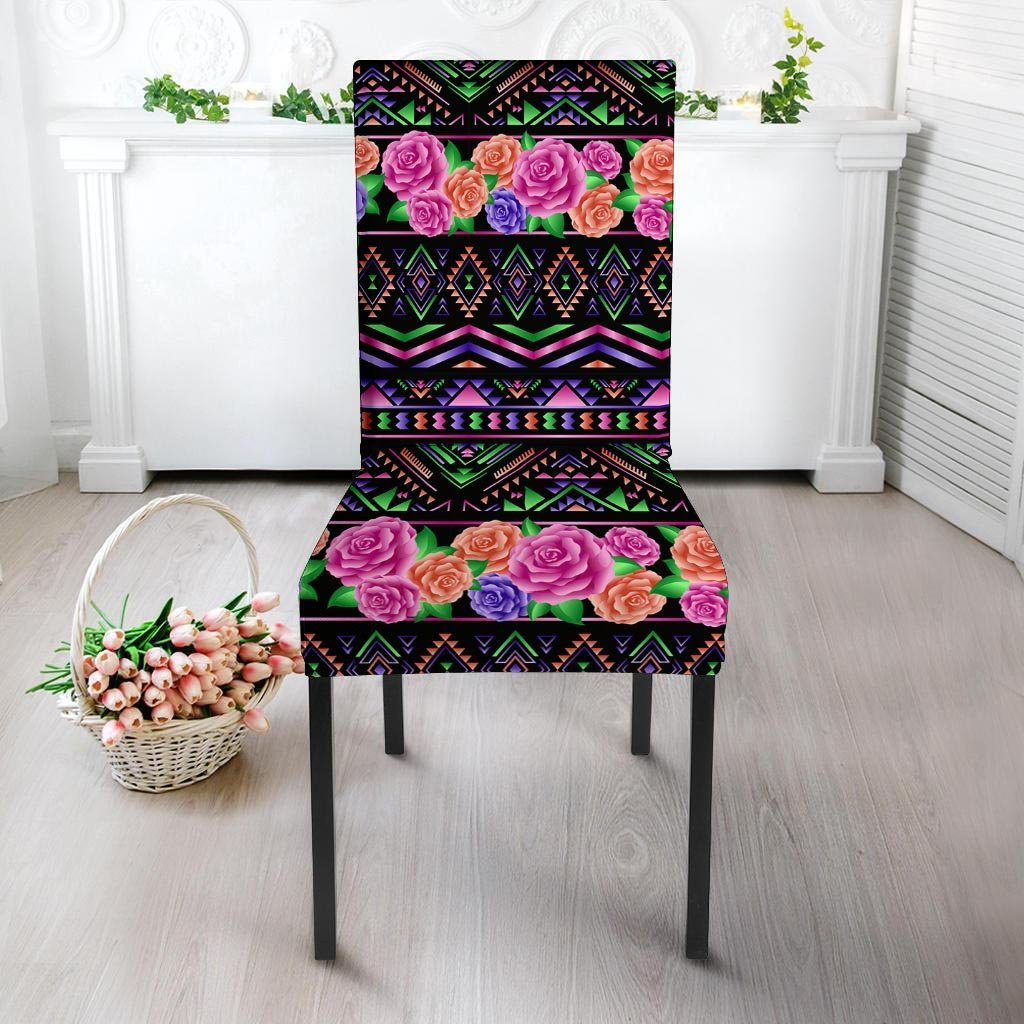Multicolor Roses Ethnic Tribal Aztec Chair Cover-grizzshop